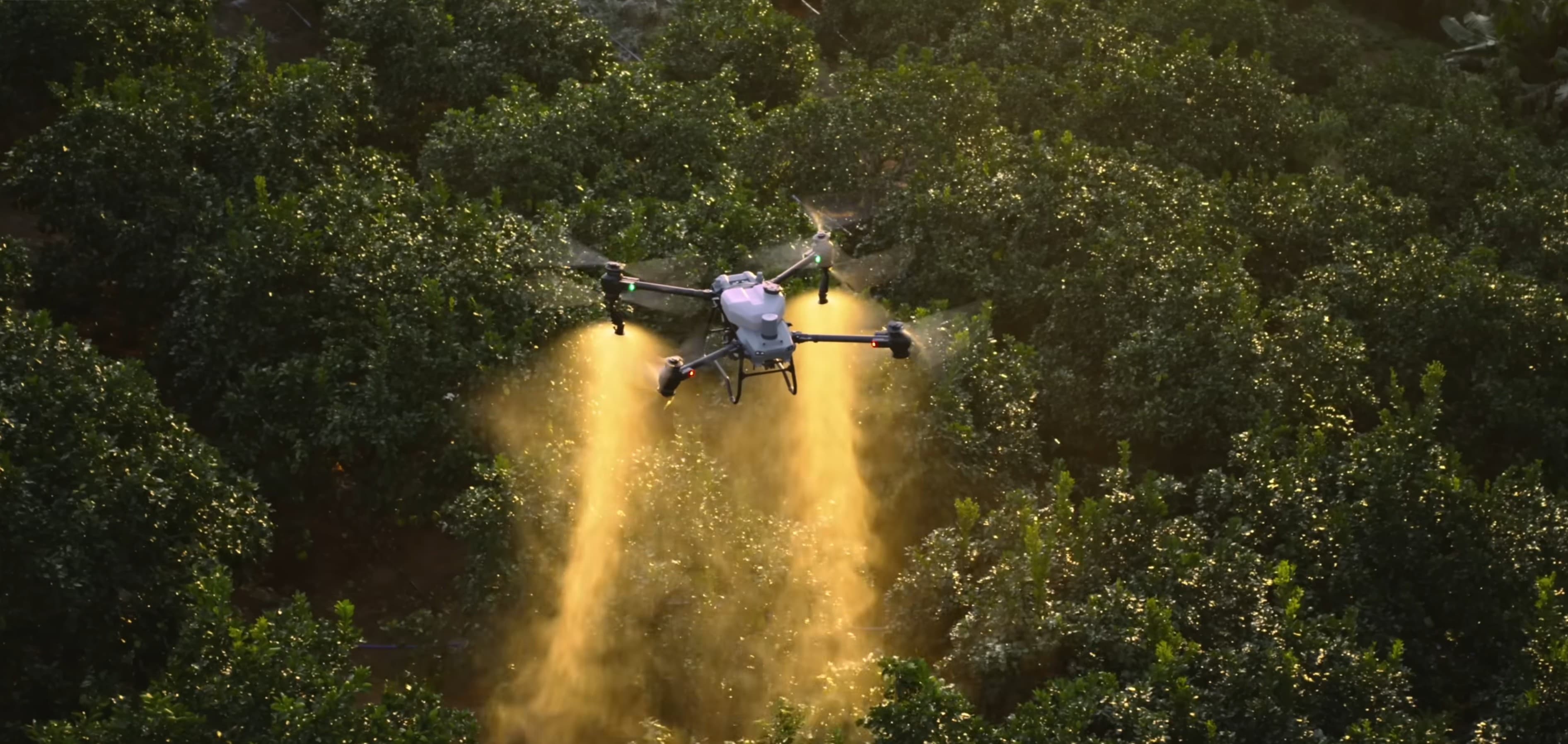 Dronă agricolă DJI Agras T50 survolând câmp în Moldova